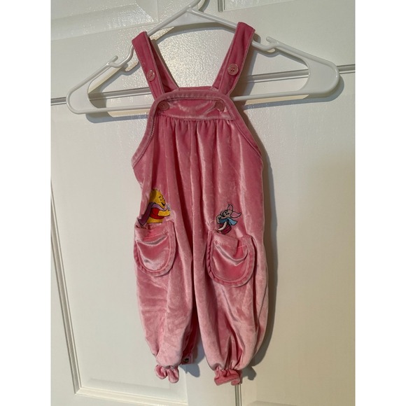 Winnie The Pooh vintage velour jumpsuit pink girls size 2T - Picture 1 of 5